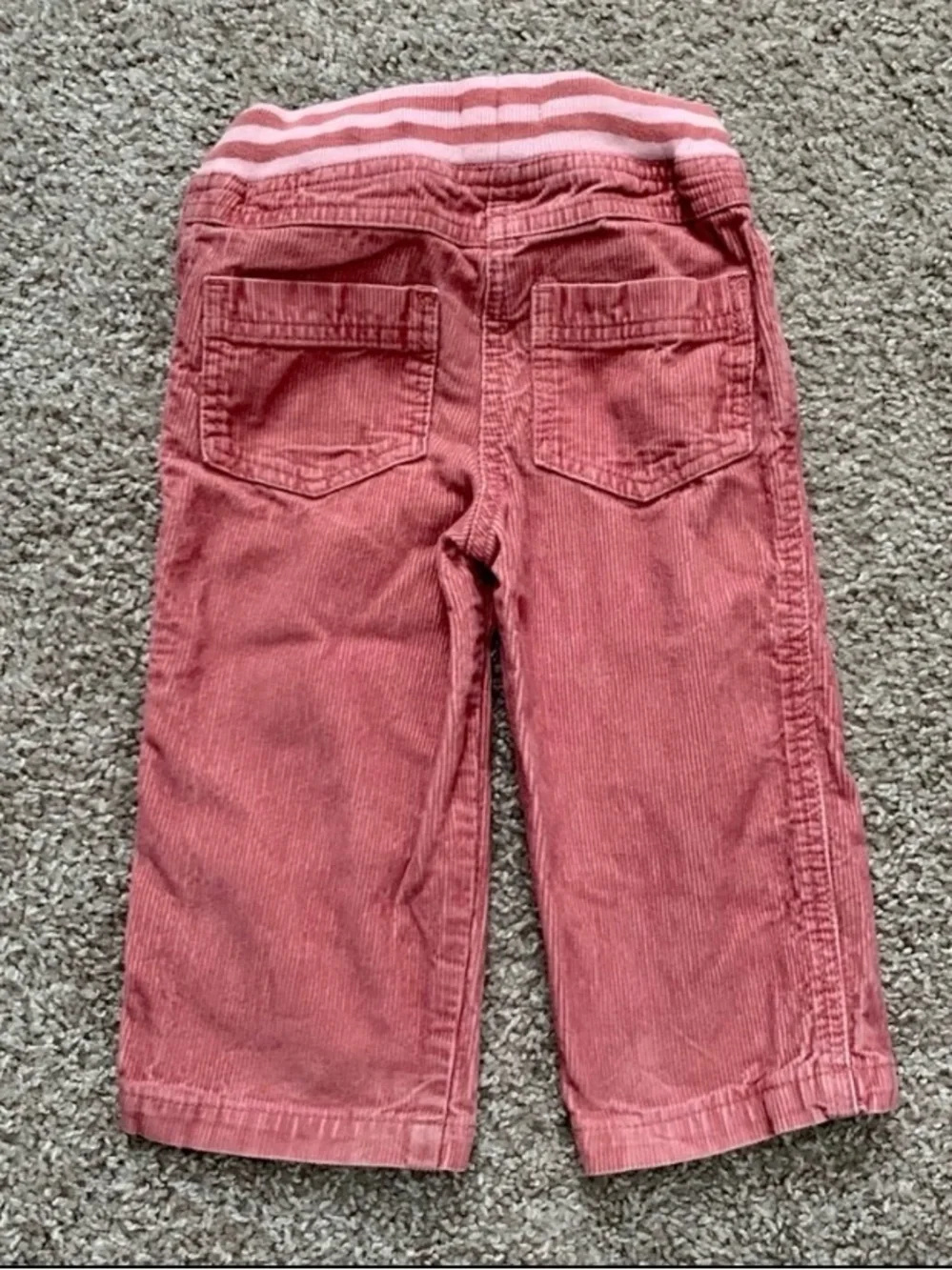 Baby Boden Rose Corduroy Pants with Light Pink Heart Knees